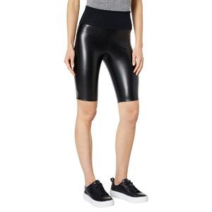 Spanx Womens Red Hot Faux Leather Bike Shorts Black Size SM
